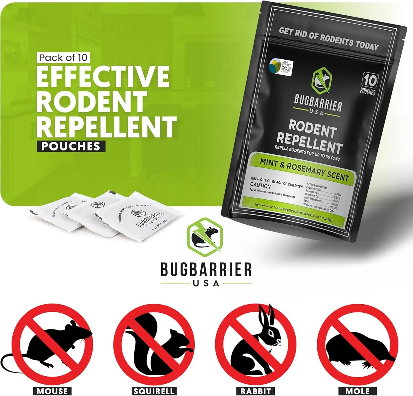 BugBarrier™ Mouse Repellent Pouches (10 Pack)