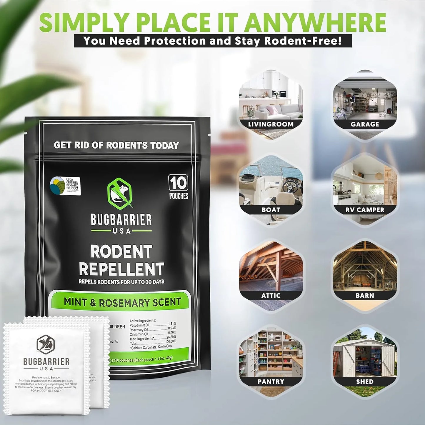 BugBarrier™ Mouse Repellent Pouches (10 Pack)